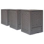 vidaXL Compostbakken 3 st 900 L 60x60x83 cm kunststof rattan, Tuin en Terras, Verzenden, Nieuw