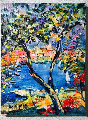 Alfredo Grimaldi (1950) - Tra le fronde, l’incanto del mare, Antiek en Kunst