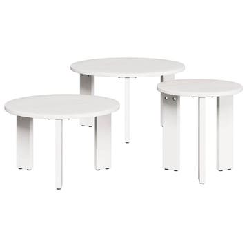vidaXL Salontafel 3 st Wit 47,5 x 47,5 x 27 cm Massief, Verzenden, Nieuw