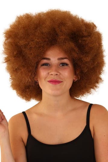 KIMU® Pruik Afro Bruin Disco Carnaval Afrokapsel Seventies, Kleding | Dames, Ophalen of Verzenden, Nieuw