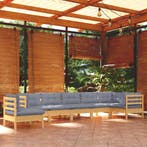 vidaXL 8-delige Loungeset met grijze kussens massief, Verzenden, Nieuw, Loungeset