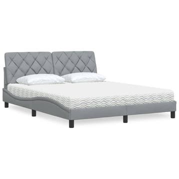 vidaXL Bed met matras stof lichtgrijs 160x200 cm, Huis en Inrichting, Verzenden, Nieuw