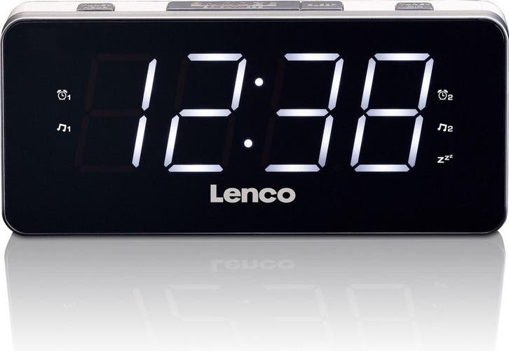 Wekkerradio - Digitale wekker - Alarmklok - Wit - Lenco - CR, Huis en Inrichting, Woonaccessoires | Klokken, Nieuw, Verzenden