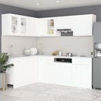 vidaXL 11-delige Keukenkastenset Lyon bewerkt hout wit, Verzenden, Nieuw