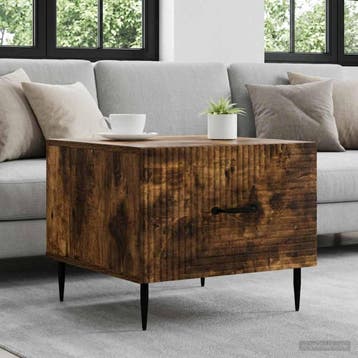 vidaXL Salontafel met lade Gerookt eiken 49 x 50 x 40 cm, Verzenden