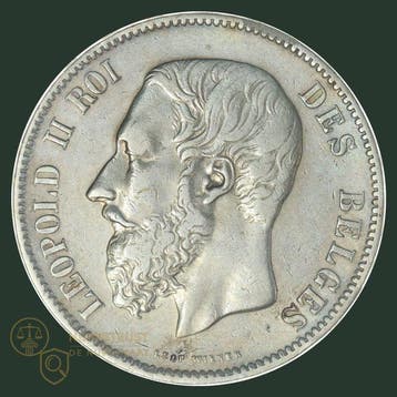 België. Leopold II. 5 Francs 1873 pos. A met lange PROTEGE