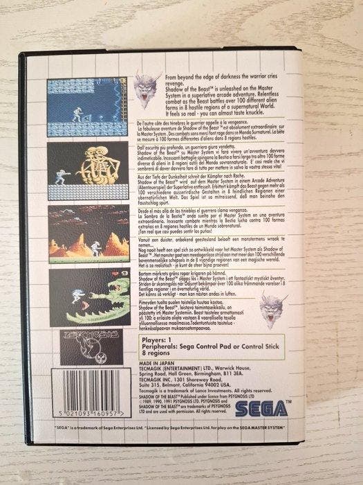 Sega - Master System - Shadow of the beast - Videogame, Games en Spelcomputers, Spelcomputers | Overige Accessoires