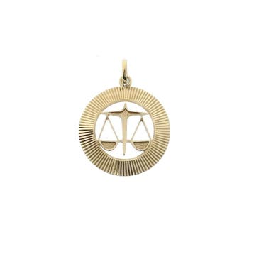 Gouden sterrenbeeld hanger; Weegschaal (Hanger of bedel), Ophalen of Verzenden, Gebruikt, Goud, Overige merken