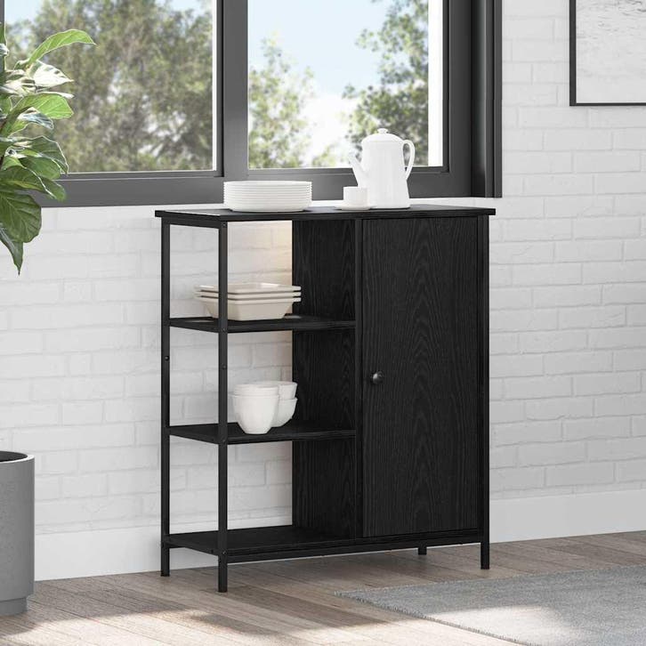 vidaXL Dressoir Zwart Eiken 70 x 30 x 80 cm, Huis en Inrichting, Kasten | Dressoirs, Nieuw, Verzenden