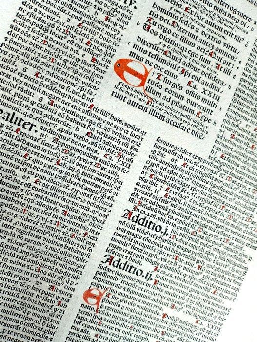 Nicolaus de Lyra - Sheet from Incunable Biblia latina, Antiek en Kunst, Antiek | Boeken en Manuscripten