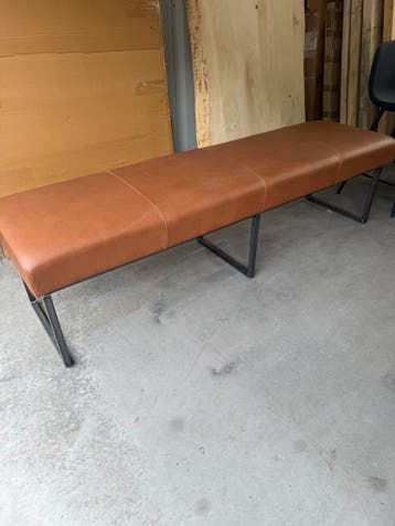 Eetkamerbank cognac leder (nieuw, outlet), Nieuw, Leer