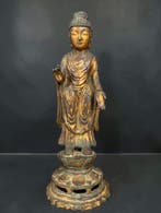 Grote vergulde bronzen staande Boeddha - 25 cm - Brons -