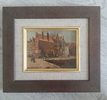 Jeroen Damstra (1898-1963) - Stadsgezicht met brug en, Antiek en Kunst