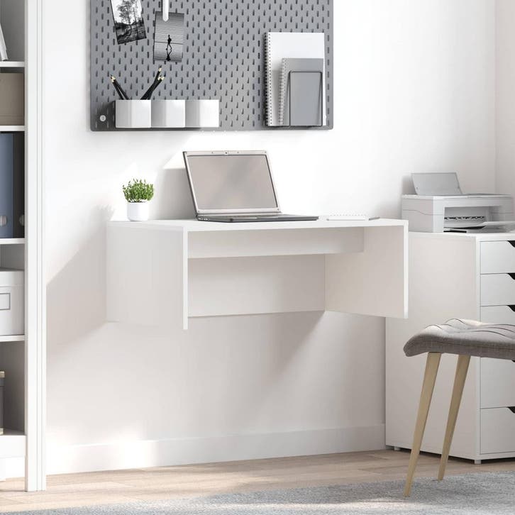 vidaXL Aan de muur bevestigd bureau Wit Bewerkt hout 80 x 45, Huis en Inrichting, Bureaus, Nieuw, Verzenden