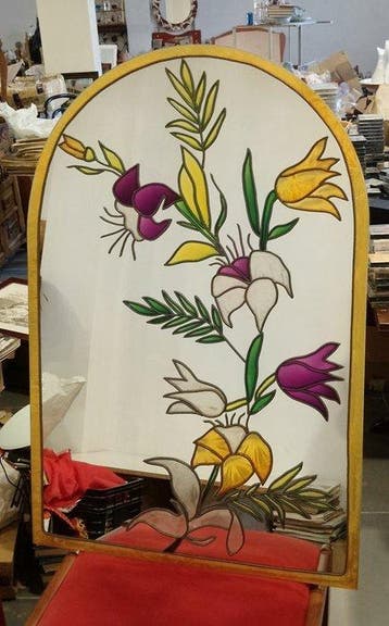 Art nouveau Vitrail - 1980-1990 - Grand miroir vitré