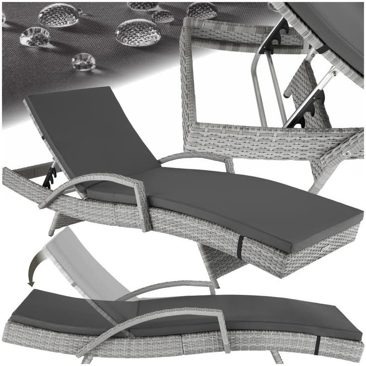 Aluminium rotan ligstoel Océane - lichtgrijs, Tuin en Terras, Tuinsets en Loungesets, Verzenden