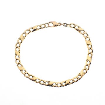 Gouden fantasie schakelarmband, Ophalen of Verzenden, Gebruikt, Goud, Goud