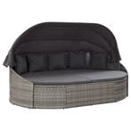 vidaXL Loungebed met luifel poly rattan grijs, Verzenden, Nieuw