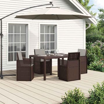 vidaXL Tuin Eettafel Set 5 st Bruin en lichtgrijs PP, Verzenden
