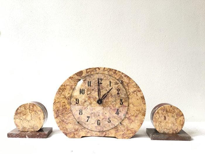 Horloge - Art déco Pendule de cheminée française en marbre, Antiquités & Art, Art | Objets design
