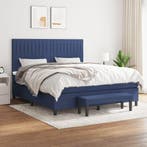 vidaXL Boxspring met matras stof blauw 180x200 cm, Verzenden, Nieuw