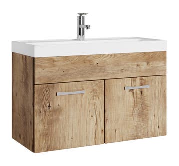 Badkamermeubel Set Paso 01 80 cm Kastanje Eiken Badmeubel, Verzenden
