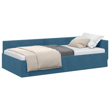 vidaXL Hoek Bed Frame Blauw 100 x 200 cm fluweel, Verzenden
