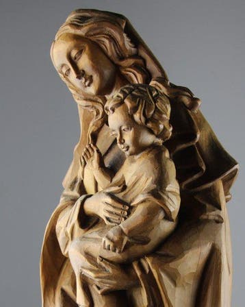 sculptuur, 58cm - Madonna and Child - 58 cm - Lindehout, Antiek en Kunst