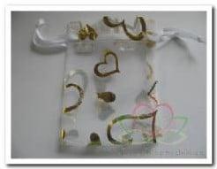 Cadeauzakje giftbag Organza Golden Heart White Goud 7x9 cm, Nieuw