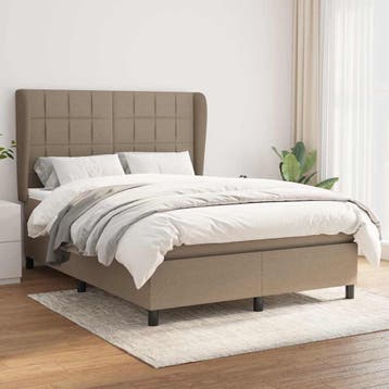 vidaXL Boxspring met matras stof taupe 140x200 cm, Verzenden, Nieuw