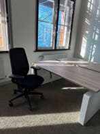 Duo Zit Sta Bureau Elektrisch - Wit Frame - Eiken Blad, In hoogte verstelbaar, Nieuw