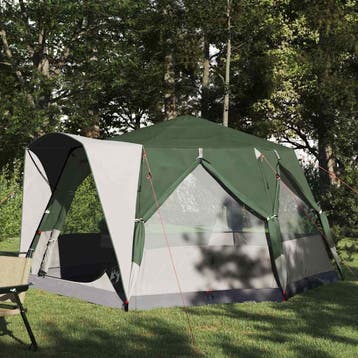 vidaXL Cabin Tent 5-Person met dak Groen en Wit 333 x 317 x, Verzenden, Nieuw