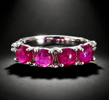 925 zilver - robijn cabochon - Ring