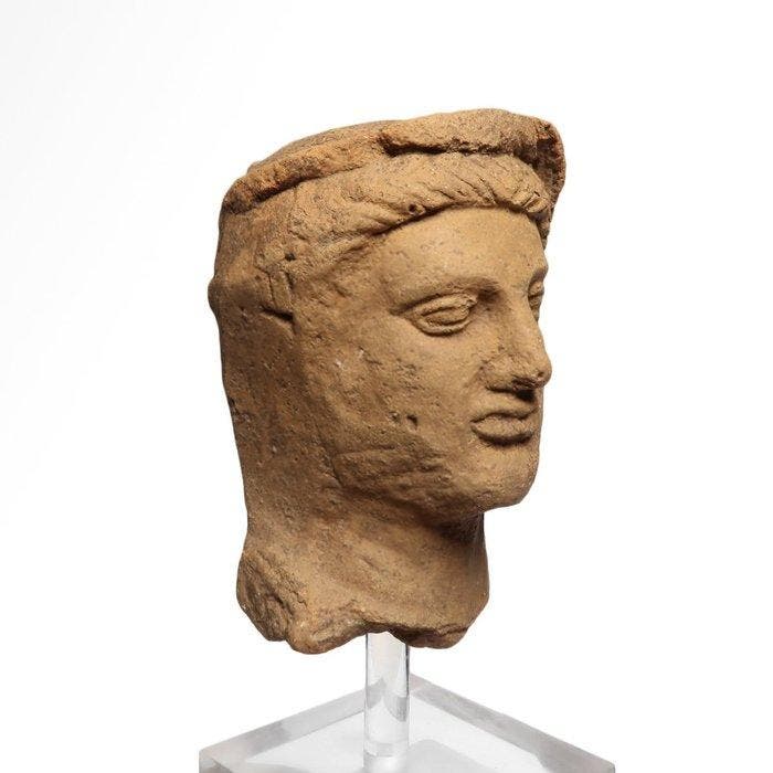 Oud-Grieks Terracotta Hoofd van een banqueteur, Antiquités & Art, Antiquités | Autres Antiquités