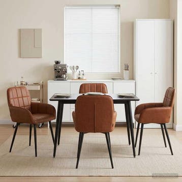 vidaXL Eetstoelen 4 pcs Kunstleer Bruin 56,5 x 50 x 86 cm, Verzenden, Nieuw