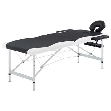 vidaXL Massagetafel inklapbaar 2 zones aluminium zwart en, Verzenden