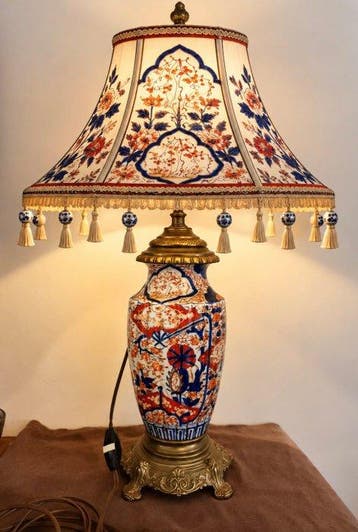 Lampenvaas Meiji 1880/1870 gesigneerd door gieter A.D -, Antiek en Kunst