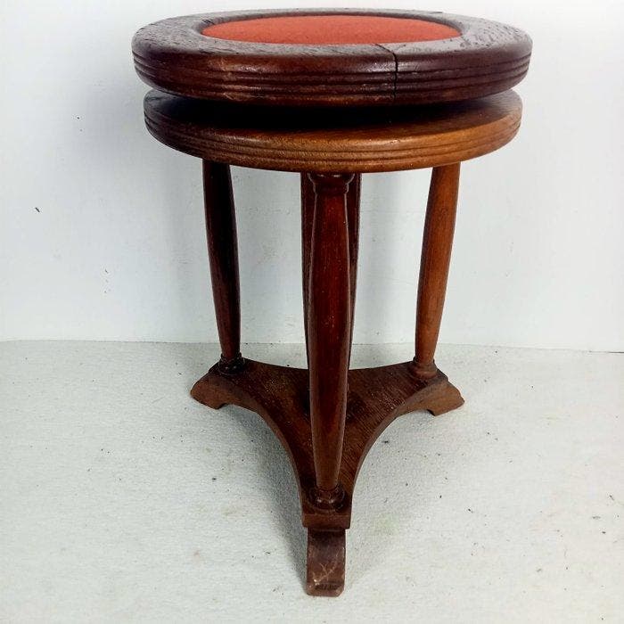 Tabouret - Réglable en hauteur - Acier, Chêne - Pianokruk, Antiek en Kunst, Kunst | Designobjecten