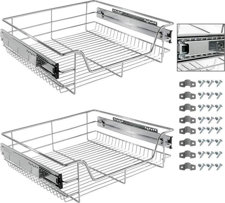 Keukenlade - Telescopische lade - 60 cm - 2 stuks - RVS - Ar, Maison & Meubles, Cuisine | Ustensiles de cuisine, Envoi