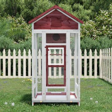 vidaXL Volière 91,5x53x170 cm massief grenenhout, Verzenden
