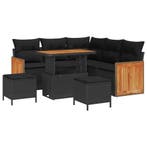 vidaXL Tuinbank Set 8 pcs Zwart Poly Riet en Poedergecoat, Verzenden