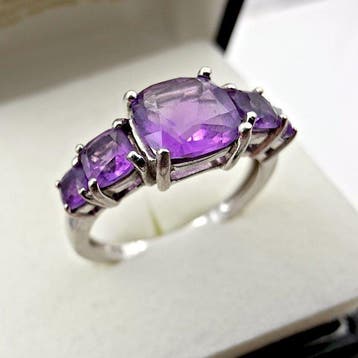 Zonder minimumprijs - Ring Zilver - amethist, Nieuw
