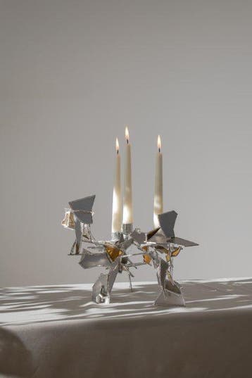 Vincent Decat - Kaarsenhouder - Inox, Tin, Glas - Vliegen