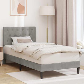 vidaXL Bedframe met hoofdeinde Lichtgrijs 90 x 200 cm, Verzenden