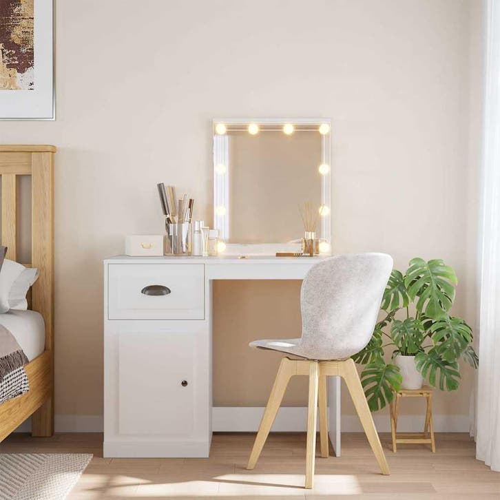 vidaXL Kaptafel met LED-verlichting 90x42x132,5 cm wit, Huis en Inrichting, Tafels | Kaptafels, Nieuw, Verzenden