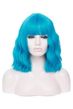 Luxe Oceaanblauw Pruik Schouderlengte Rechte Pony Krullen Li, Kleding | Dames, Ophalen of Verzenden, Nieuw