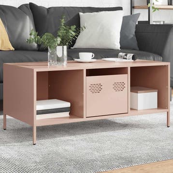 vidaXL Salontafel 101,5x50x43,5 cm koudgewalst staal roze, Verzenden, Nieuw