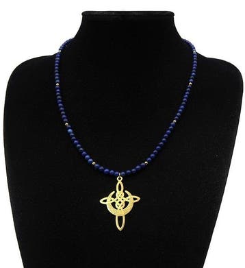 Lapis lazuli - Keltisch kruis, maan - Spirituele verbinding,