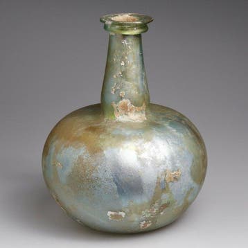 Oud-Romeins Glas Zeer grote bolvormige fles met gemillde