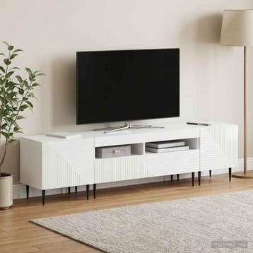 vidaXL 3-delige LED TV-kast Hoogglans Wit Bewerkt hout, Verzenden
